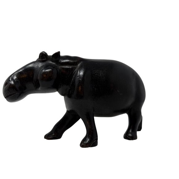 Vintage Ironwood Hippo Figurine 8" Hand Carved Wooden House Hippo Hippopotamus - Picture 9 of 11